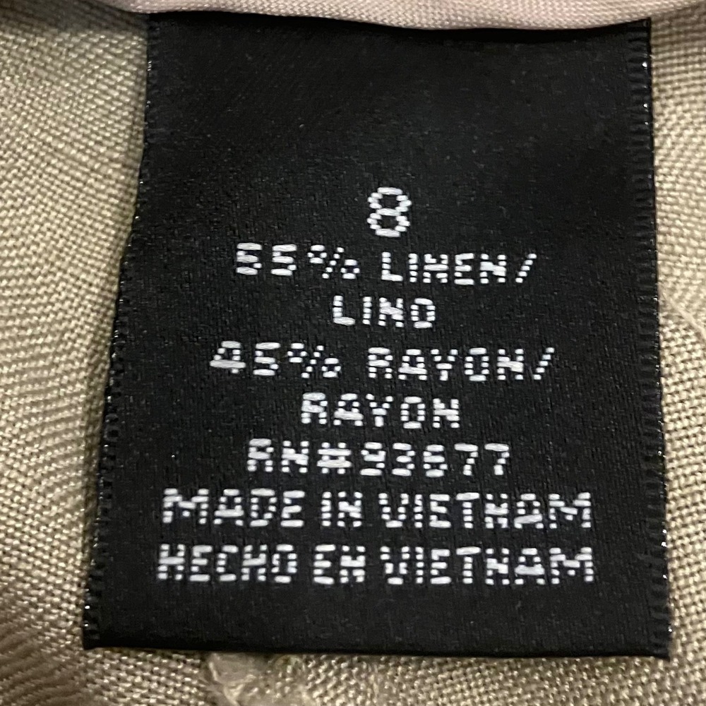 East 5th Womens 8 Tan Linen Rayon Blend Wide Leg Tie Waist Dress Pants Safari - Picture 4 of 9